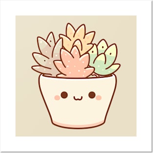 Cute Succulent Plant in a Pot | Kawaii Illustration | Kawaii Cute Art for Kawaii Lovers Posters and Art